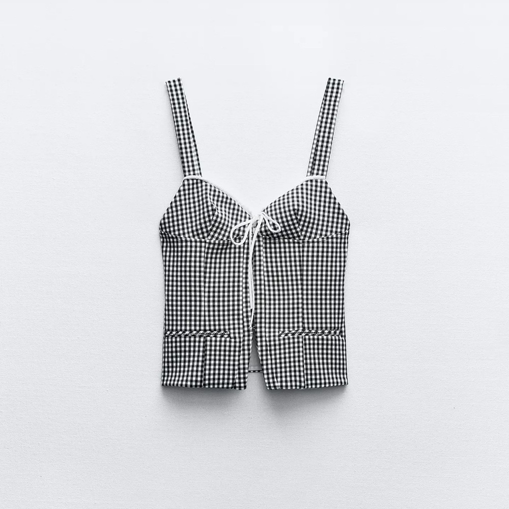 Zara Black and White Checkered Tank Top